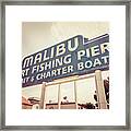 Malibu Sign Sport Fishing Pier Picture Framed Print