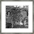 Man In Front Of Cinder-block Home, 1973 Framed Print
