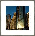 Manhattan Sunrise Reflection Through Masts And Rigging Framed Print