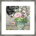 Marche Aux Fleurs 3 Peony Tulips Sweet Peas Lavender And Bird Framed Print