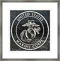 Marine Corps Emblem Polished Granite Framed Print