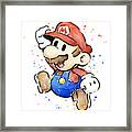 Mario Watercolor Fan Art Framed Print