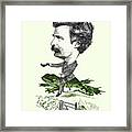 Mark Twain Caricature Colorized Framed Print