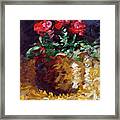 Mark Webster - Abstract Electric Roses Acrylic Still Life Painting Framed Print