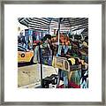Market Day In New York - Fruitstand Umbrella And Taxi Framed Print