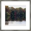 Maryland Autumns - Lake Elkhorn - Geese In A Row Framed Print