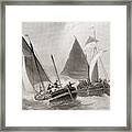 Mason And Gallop Attacking The Indians Off Block Island Framed Print