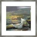 Michigan Seul Choix Point Lighthouse With An Angry Sea Framed Print