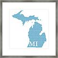 Michigan State Map With Text Of Constitution Framed Print