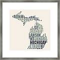 Michigan State Outline Word Map Framed Print