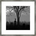 Midnight Graveyard Fog Framed Print