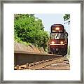 Mini Train Moves Down The Track Framed Print