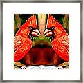 Mirrored Bird Series Male Northern Cardinals Expressionist Effect Framed Print