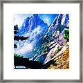 Misty Lotus Flower Peak Framed Print