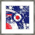 Mod Roundel Australia Flag In Grunge Distressed Style Framed Print