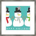Modern Snowmen Happy Holidays- Art By Linda Woods Framed Print