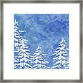 Modern Watercolor Winter Abstract - Snowy Trees Framed Print