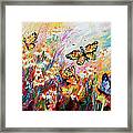 Monarch Butterflies And Chamomile Flowers Framed Print