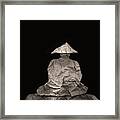 Monk Meditates Under Full Moon Framed Print