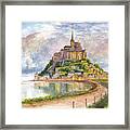 Mont Saint Michel Aquarelle Framed Print