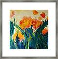 Montana Poppies Abstract Original Oil         32 Framed Print