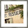 Montmartre Old Hotel Restaurant Sign Framed Print