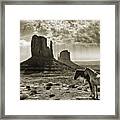 Monument Valley Horses - Sepia Framed Print