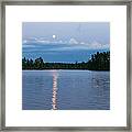 Moon Rising Over Lake One, Water Framed Print