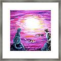 Moonlight On Pink Water Framed Print