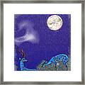 Moonset Over Blue Deer Framed Print