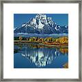 Morning Cloud Layer Oxbow Bend In Fall Grand Tetons National Park Framed Print