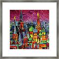 Moscow Red Square View Textural Impressionist Stylized Cityscape Framed Print
