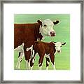 Mother And Child Cows Framed Print