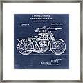 Motorcycle Machine Gun Patent 1918 In Blue Framed Print