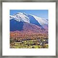 Mount Mansfield Autumn Snowfall Framed Print