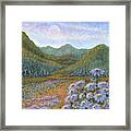 Mountains And Asters Framed Print