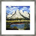 Mountains And Evergreens Framed Print
