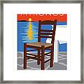 Mykonos Empty Chair - Orange Framed Print