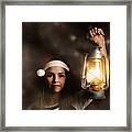 Mystery Woman On A Find And Seek Christmas Journey Framed Print