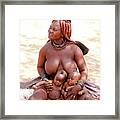 Namibia Tribe - Mother And Twin Babies Framed Print