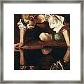 Narcissus By Caravaggio Framed Print