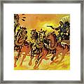 Native American Indians Attacking Wagon Belonging To Settlers Framed Print