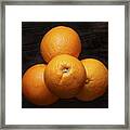 Naval Oranges On Wood Background Framed Print