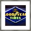 Neon Goodyear Tires Sign Framed Print