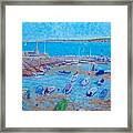 New Quay Harbour Blue Boats Ceredigion Framed Print