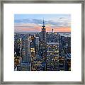 New York City Manhattan Empire State Building At Dusk Nyc Panorama Framed Print
