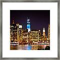 New York City Tribute In Lights And Lower Manhattan At Night Nyc Framed Print