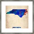 North Carolina Watercolor Map Framed Print