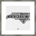 North Carolina Word Cloud Map 2 Framed Print