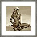 Nude Blond Beauty Sepia Framed Print